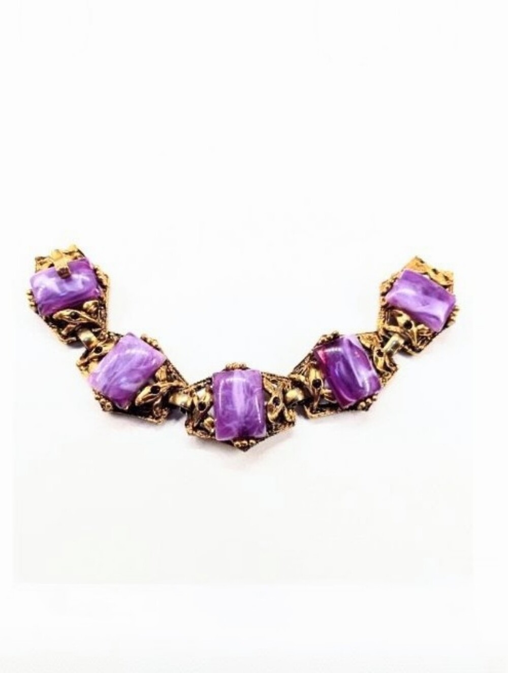 Vintage Marbled Purple Lucite Beautiful Bracelet - Picture 2 of 7